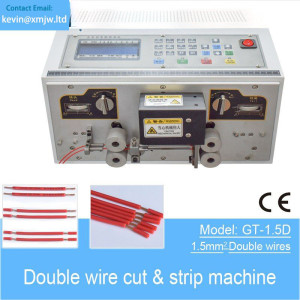110V/220V High Speed 1.5 mm Square Double Wires Cut and Strip Machine Touch screen automatic cable stripper
