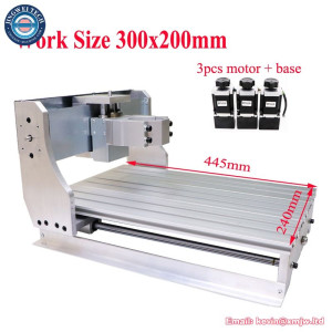 Mini CNC Router 3020 Frame Wood Engraver Milling Machine Ball Trapezoidal Screw with 57mm Stepper Motor CNC3020 for Woodworking