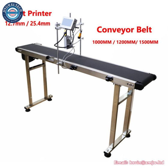 12.7mm 25.4mm Automatic Coding Machine Expiry Date LOGO Online Inkjet Printer with Ink Cartridge Conveyor Belt 1000mm 1.5m 1.2m