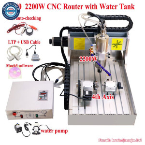 2200W CNC 3040 Wood Router 4 Rotary Axis Woodworking Milling Cutter Carving Engraving Machine Metal Stone Lathe Engraver USBPort