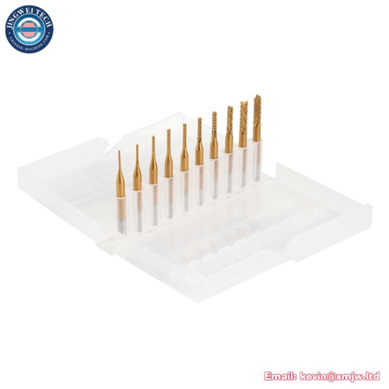 10pcs 3.175 Diameter CNC End Mill Cutter Mini PCB Carbide Router Bits Kit Set 0.8-3.175 MM For Drill Tools